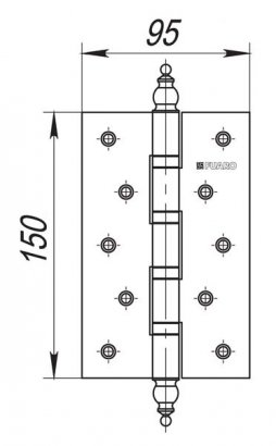 Петля универсальная IN6400UE PB (4BB/E 150x95x3) латунь 