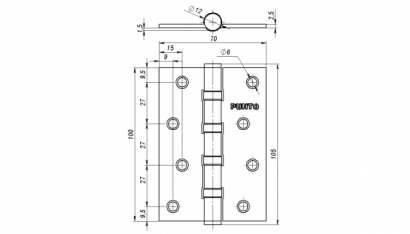 Петля универсальная IN4100U-HD SB (4B/HD 100х70х2.5) мат.золото ПОДВЕС