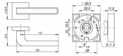 Ручка раздельная K.DM51.NEO (NEO DM) CP/WH-19 хром/белый