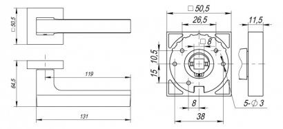 Ручка раздельная K.DM51.FLASH (FLASH DM) CP/SN-8 хром/матовый никель