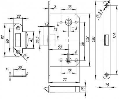 Защелка PLASTP96WC-50 (P96WC-50) CP хром