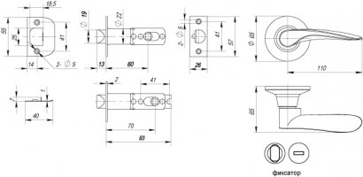 Ручка защелка DK620 AB-BK (6020 AB-B) (фик.) бронза