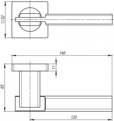 Ручка раздельная K.SQ52.TRINITY (TRINITY SQ005) SN/CP-3 матовый никель/хром