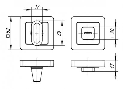 Ручка поворотная BK6.K.QR52 (BK6 QR) GR/CP-23 графит/хром