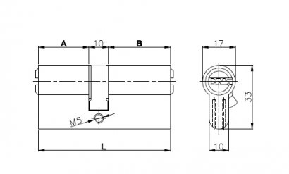 Цилиндровый механизм 164 OBS SNE/80 (35+10+35) mm латунь 5 кл.