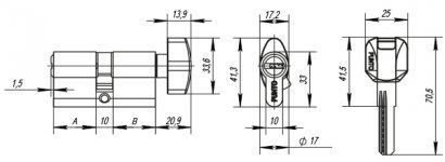 Цилиндровый механизм (Z402/70) Z4002Knob70(30+10+30) с вертушкой CP хром 