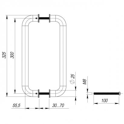 Ручка-скоба PULL.PH25/300.21 INOX 304 (PH-21-25/300-INOX)