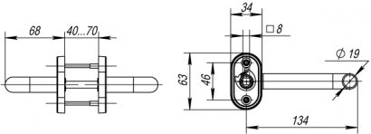 Ручка раздельная R.DSS304-0203P/19 (DSS-0203P/19) INOX 304