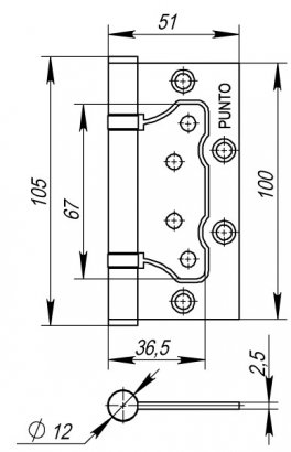 Петля универсальная без врезки IN4200W AB (200-2B 100x2,5) бронза