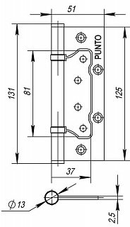 Петля универсальная без врезки IN5200W GR (200-2B 125x2,5) графит