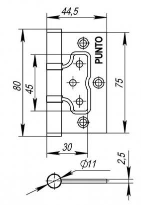 Петля универсальная без врезки IN3200W AB (200-2B 75x2,5) бронза
