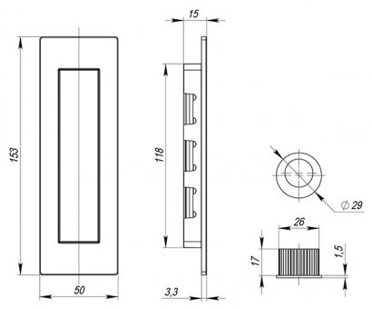 Ручка для раздвижных дверей SH.URB153.010 (SH010 URB) BPVD-77 вороненый никель