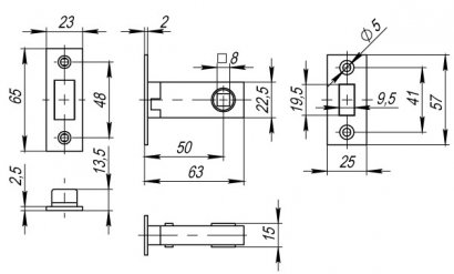 Защелка врезная MAGNM12-50-25 (M12-50-25) GR графит