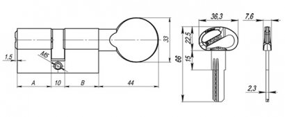 Цилиндровый механизм (D-PRO502/120) D-PRO5002Knob120(55+10+55) CP хром 5Key