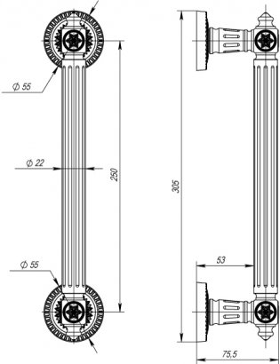 Ручка-скоба PULL.CL250.Matador ( Matador PULL CL) SILVER-925 серебро 925