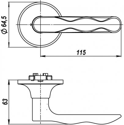 Ручка защелка DK624 AB-PS (6024 AB-P) (без фик.) бронза