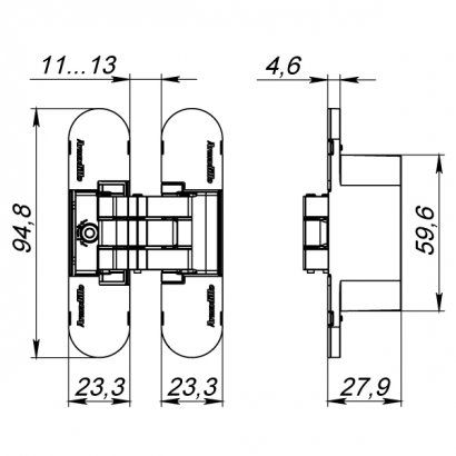 Петля скрытой установки U3D4000 SG (9540UN3D) мат. золото