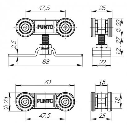 Комплект роликов для раздвижных дверей SLD.SoftLine.SET.rollers/45-4 (Soft LINE 45/4)