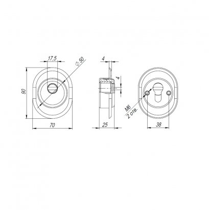 Броненакладка DEF.CRE/OV-set.9726 (DEF 9726) M6x90 врезная с чашкой AB-6 зелёная бронза