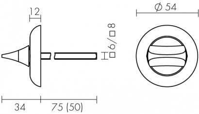 Ручка поворотная BKW6x75.R.HMR54 (HMR6x75) CP хром