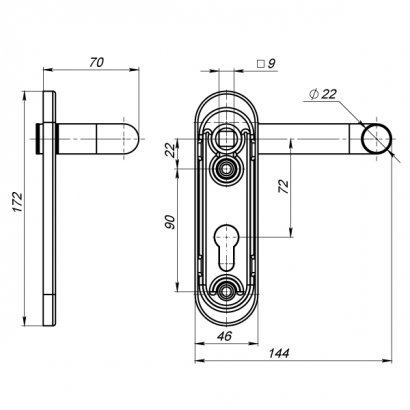 Ручка на планке FP.DH172.0433/2 NE (ANTI-PANIC DH-0433/2) без пружины