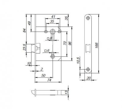 Защелка PLASTPL72-R20 (PL72-R20) (врезная) SN мат. никель тех.упаковка без ответной планки