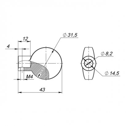 Вертушка на шток цилиндра T.Knob-D-PRO (CB-D-PRO) BL-24 черный