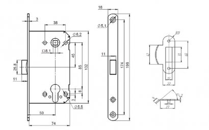 Корпус замка PL85-50 CP (хром)