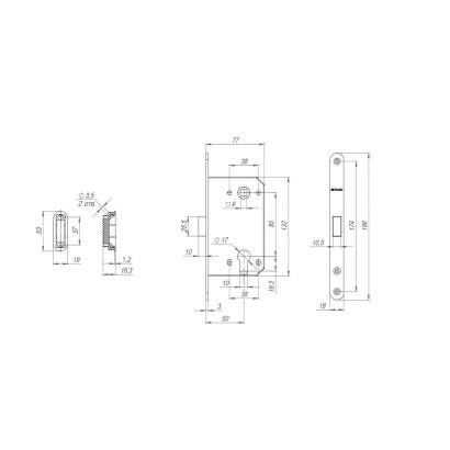 Корпус врезного замка MAGNM85C-50 (M85C-50) CP хром