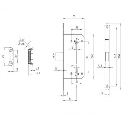 Защелка врезная MAGNM96WC-50 (M96WC-50) GR графит