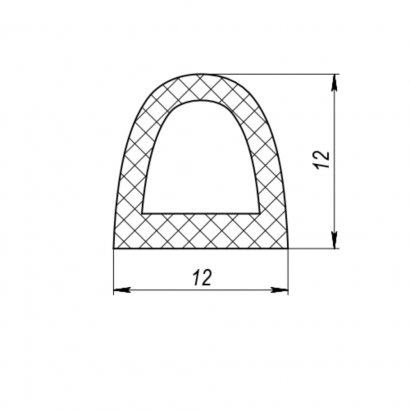 Уплотнитель самоклеящийся ADH/D-12x12mm, BLACK черный 150m
