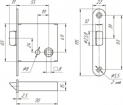 Защелка Меттэм-ЗЩ1-3 (лев.)