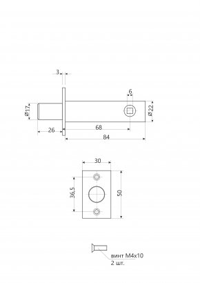 Задвижка врезная Apecs L-0268-CR (Special order) (B2B)