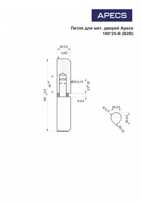 Петля для мет. дверей Apecs 160*25-B (B2B)