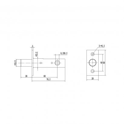 Задвижка дверная DOORLOCK DL160, 8*8 мм, 60 мм, матовый никель