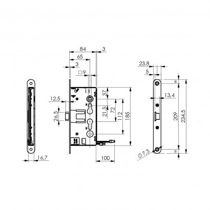 Замок дверной огнестойкий соленоидный DOORLOCK 1901EM/WA, очинкованный