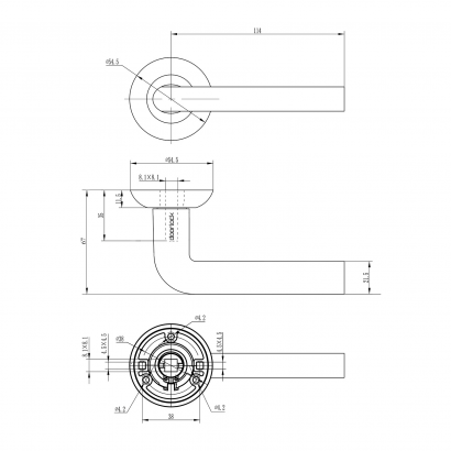 Ручка дверная DOORLOCK Fenix A16R, SNi матовый никель