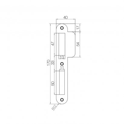 Запорная планка DOORLOCK SSK-1 MCR, симметричная, для прямых дверей, для замков DIN стандарта, без смещения, матовый хром