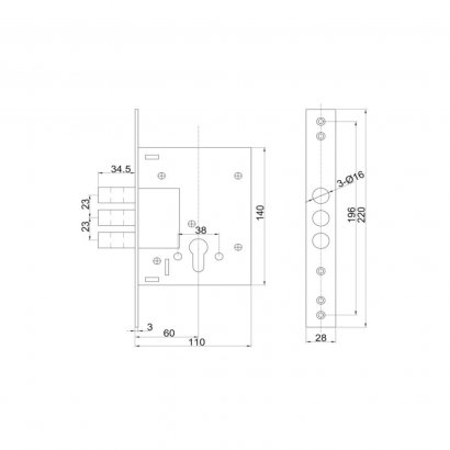 Замок дверной DOORLOCK 9257С, цилиндровый, хромированный