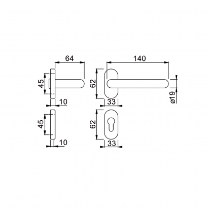 Ручка дверная DOORLOCK 038UR/F PZ U-form, матовая нержавеющая сталь