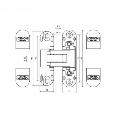 Дверная петля CEMOM ESTETIC 978 скрытая, матовый хром