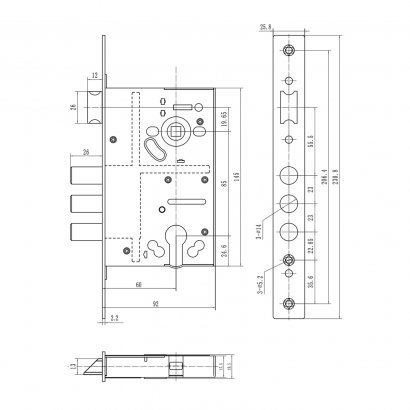 Замок врезной DOORLOCK DL8252С, цилиндровый, хромированный