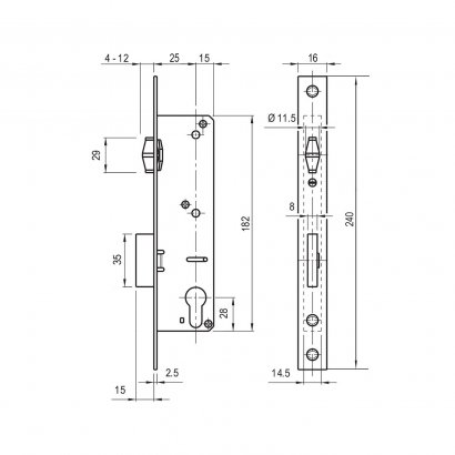Замок дверной DOORLOCK PL202-Z, цилиндровый, оцинкованный