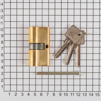 Цилиндровый механизм DOORLOCK Standard 30x30мм, полированная латунь, 3 ключа