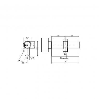 Цилиндровый механизм DOORLOCK V 2200Z N серия Variant, никелированный, 35x35мм, 5 ключей