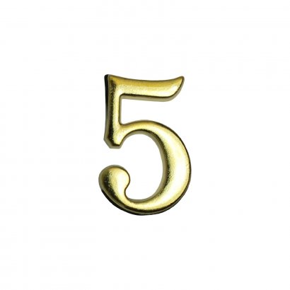 Цифра дверная АЛЛЮР "5" на клеевой основе  золото