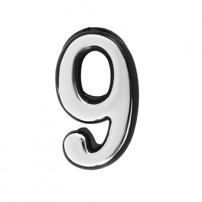 Цифра дверная АЛЛЮР пластик "9" хром