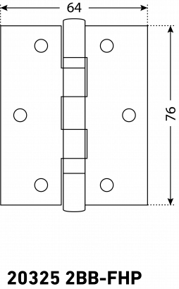 АЛЛЮР 20325 (77х64) 2BB-FHP BP 2 подш.,латунь Петля дверная 2 шт