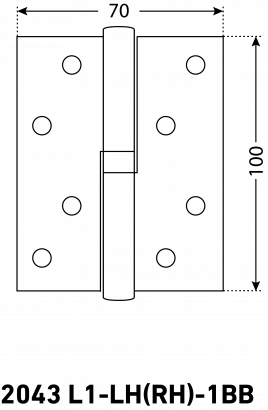 АЛЛЮР 2043 (100х70) L1-LH-1BB-BP БЛИСТЕР Л латунь Петля дверная 2 шт