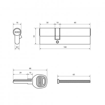 АЛЛЮР DL-01 100 (30х10х60) BP перекод.5+2 перфокл. Цилиндровый механизм